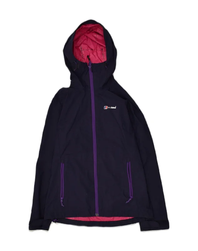 BERGHAUS Womens Hooded Rain Jacket UK 8 Small  Navy Blue Polyamide