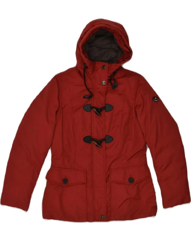 CANADIENS Womens Hooded Duffle Padded Jacket IT 44 Medium Red Cotton