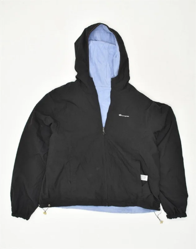 CHAMPION Womens Hooded Rain Jacket UK 18 XL Black Polyester