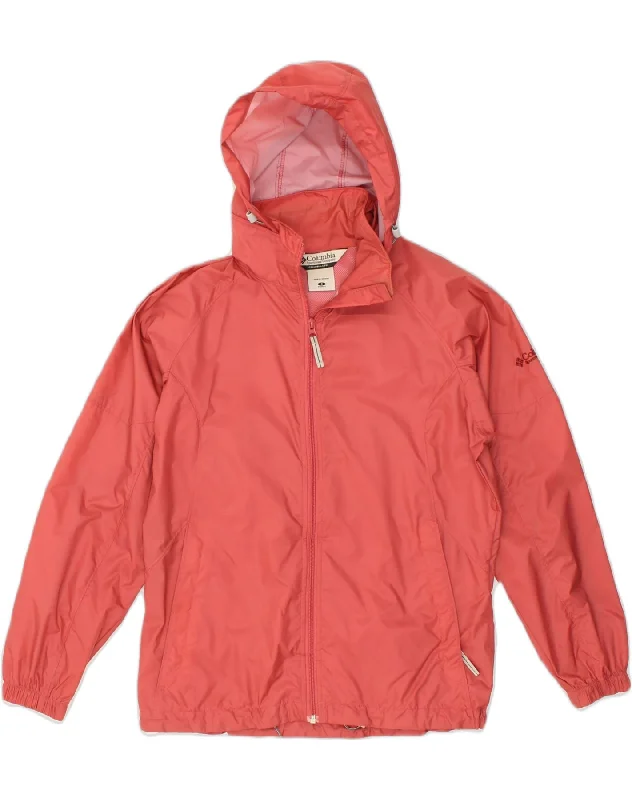 COLUMBIA Womens Loose Fit Hooded Rain Jacket UK 10 Small Red Nylon