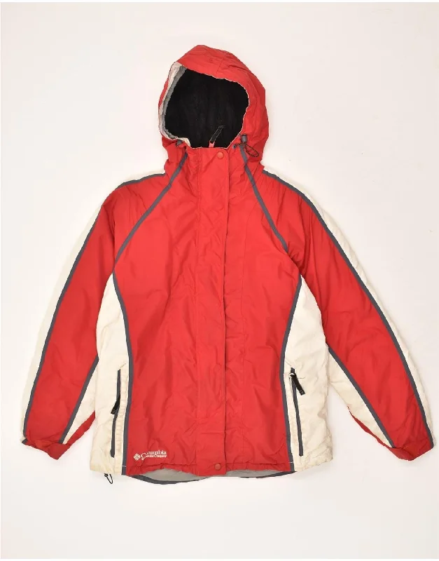 COLUMBIA Womens Loose Fit Hooded Windbreaker Jacket UK 14 Medium Red