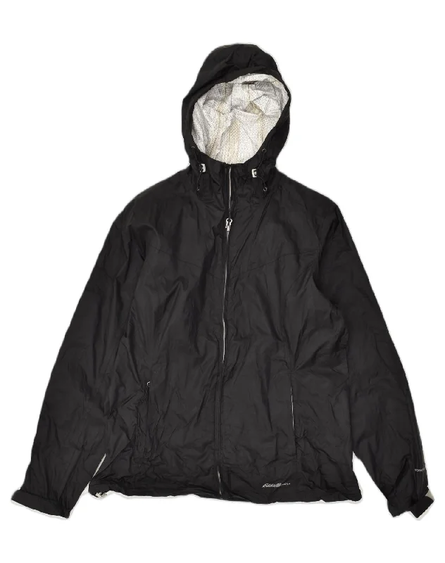 EDDIE BAUER Womens Hooded Rain Jacket UK 14 Medium Black Nylon