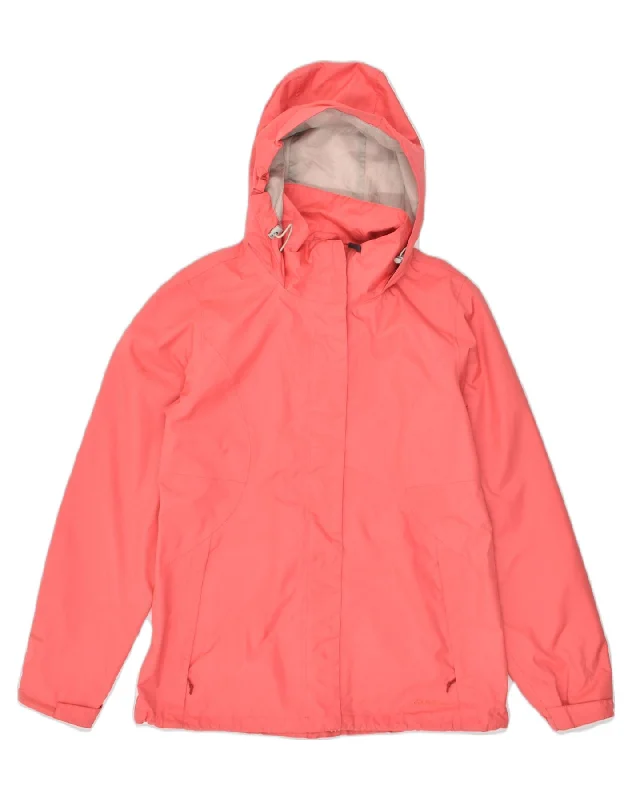 EDDIE BAUER Womens Hooded Rain Jacket UK 14 Medium Red Nylon