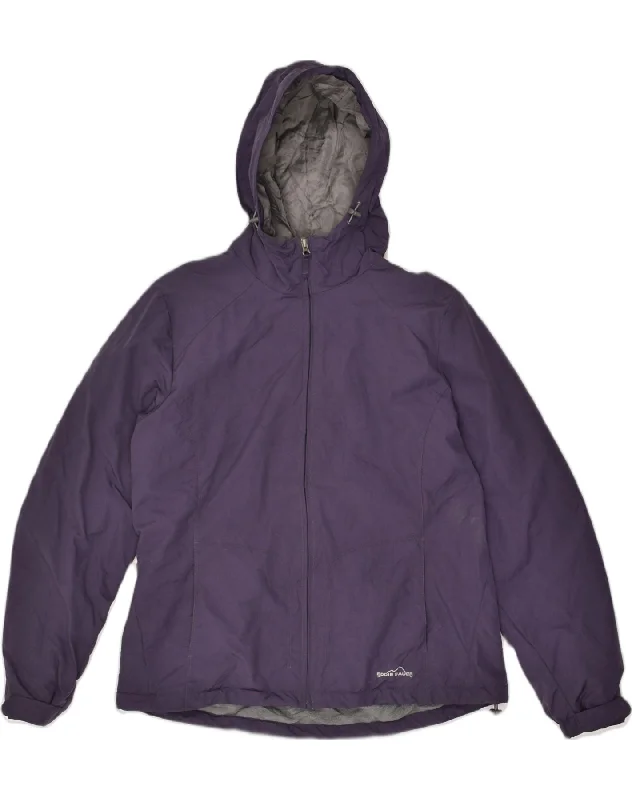 EDDIE BAUER Womens Hooded Rain Jacket UK 16 Large Purple Polyester