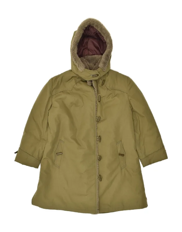 ELEGANCE Womens Hooded Overcoat UK 16 Large Khaki