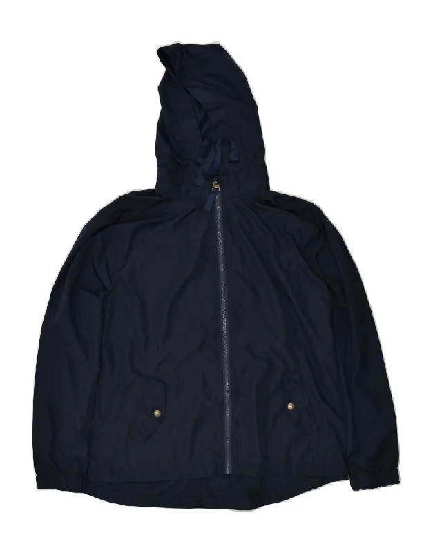 FAT FACE Womens Hooded Rain Jacket UK 16 Large Navy Blue Polyester