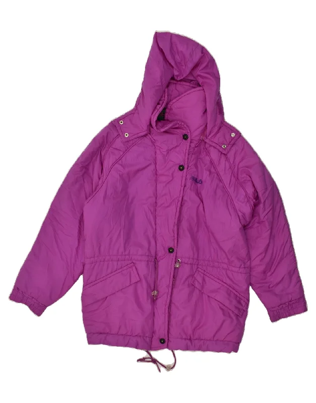 FILA Womens Hooded Padded Jacket UK 20 2XL Purple Polyamide