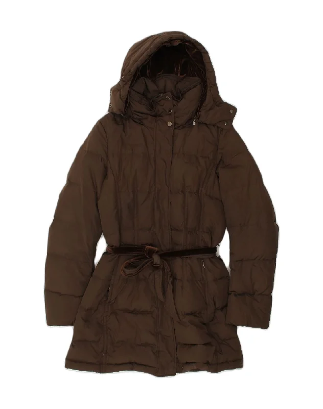 GEOX Womens Hooded Padded Coat UK 10 Small  Brown Polyester