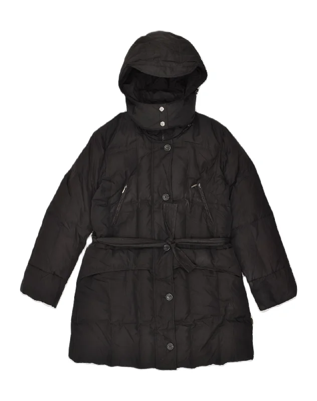 GEOX Womens Hooded Padded Coat UK 14 Large  Black Polyester