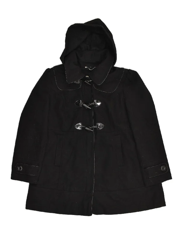 GUESS Womens Hooded Duffle Coat UK 18 XL Black Wool