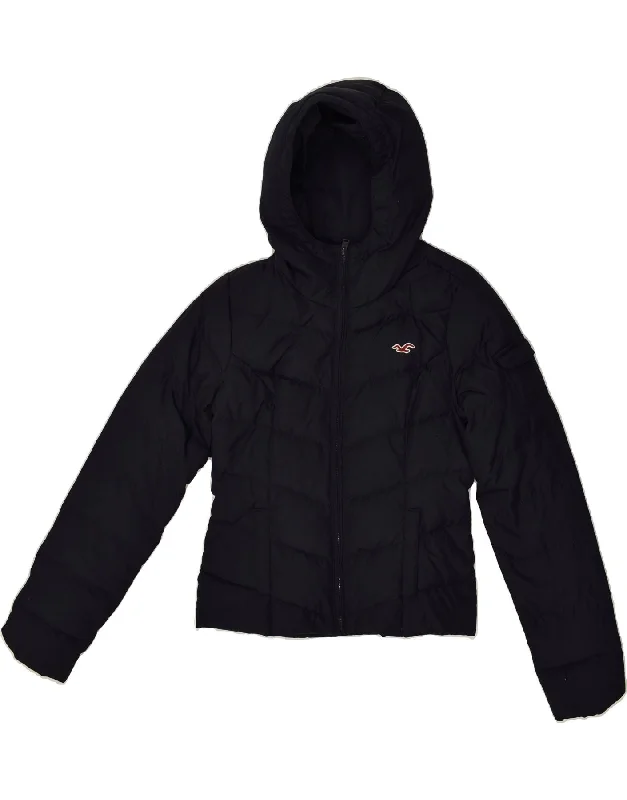 HOLLISTER Womens Hooded Padded Jacket UK 10 Small Navy Blue Polyester