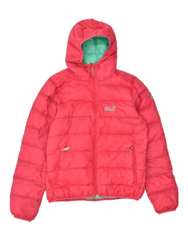 JACK WOLFSKIN Womens Hooded Padded Jacket UK 16 Large  Red Polyester