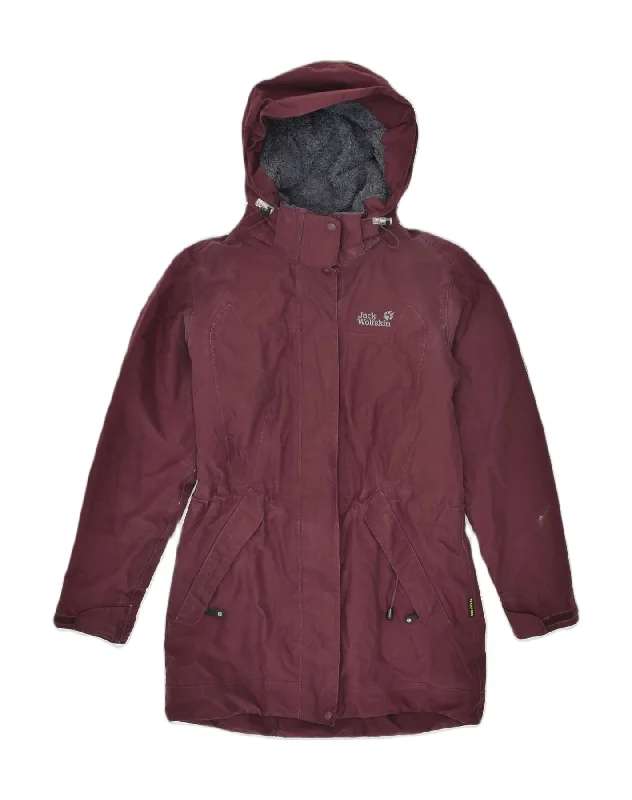 JACK WOLFSKIN Womens Hooded Windbreaker Coat UK 10 Small Burgundy