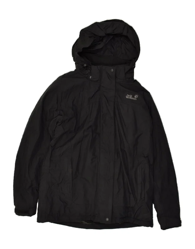 JACK WOLFSKIN Womens Hooded Windbreaker Jacket UK 16 Large  Black