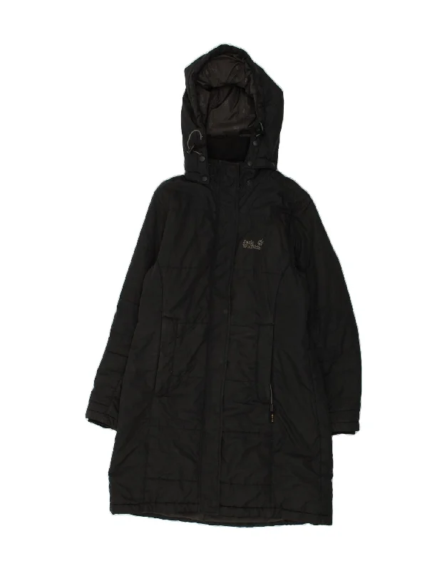 JACK WOLFSKIN Womens Loose Fit Hooded Padded Coat UK 10 Small Black