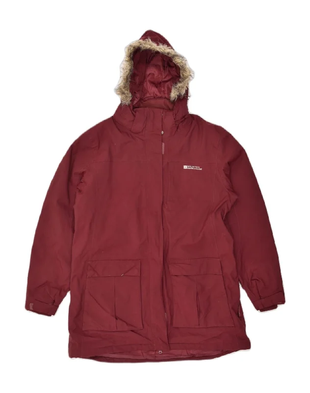 MOUNTAIN WAREHOUSE Womens Hooded Parka Jacket UK 16 Large Maroon Cotton