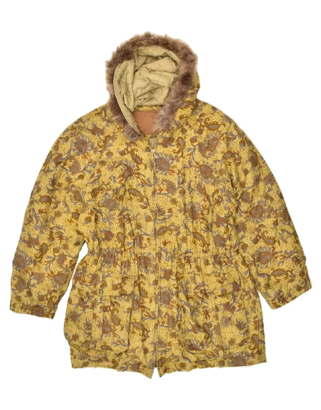 PENNY BLACK Womens Hooded Utility Jacket UK 14 Large Yellow Paisley