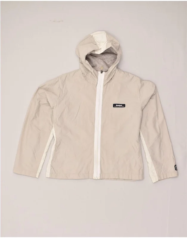 REEBOK Womens Hooded Rain Jacket UK 12 medium  Beige Nylon