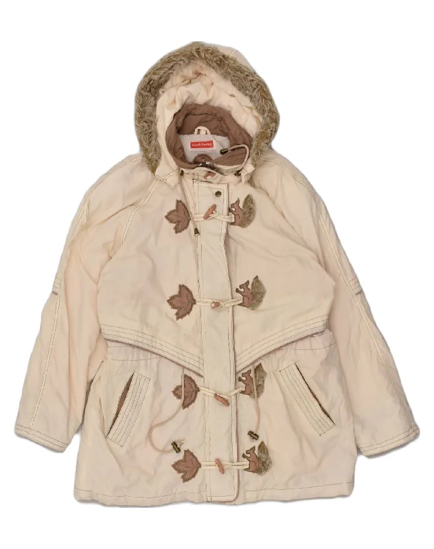 RENE' DERHY Womens Hooded Duffle Coat UK 16 Large White Polyester