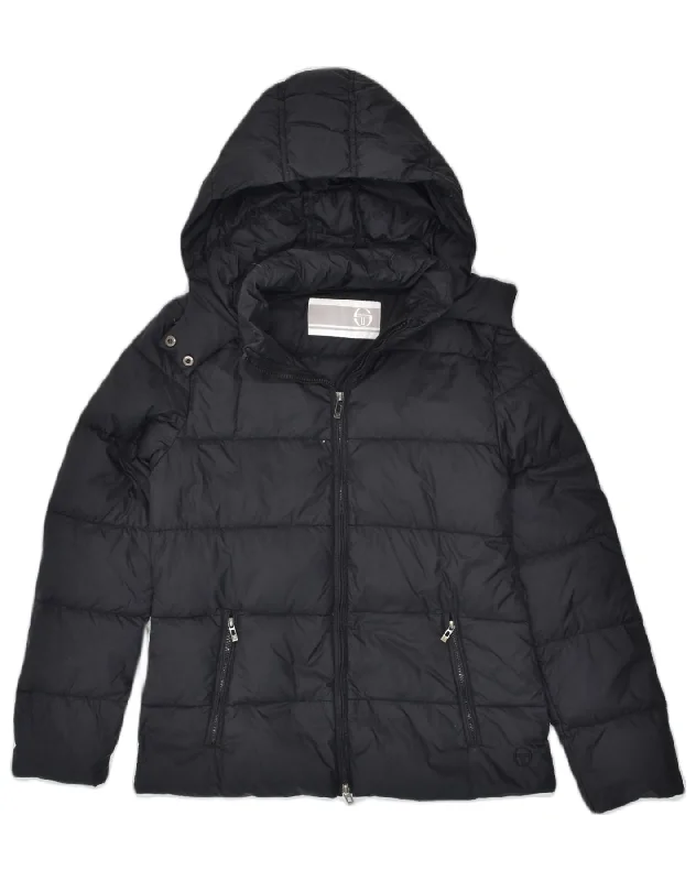 SERGIO TACCHINI Womens Hooded Padded Jacket IT 46 Large Black Polyamide