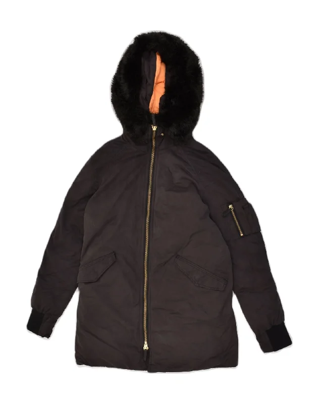 SUPERDRY Womens Roxboro Hooded Padded Coat UK 2 2XS Black Polyester