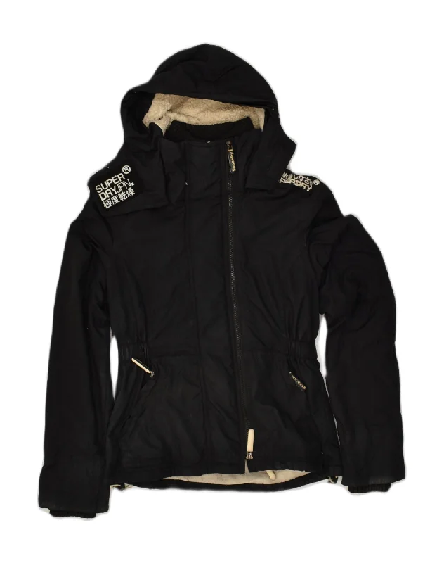 SUPERDRY Womens The Wind Attacker Hooded Windbreaker Jacket UK 6 XS Black