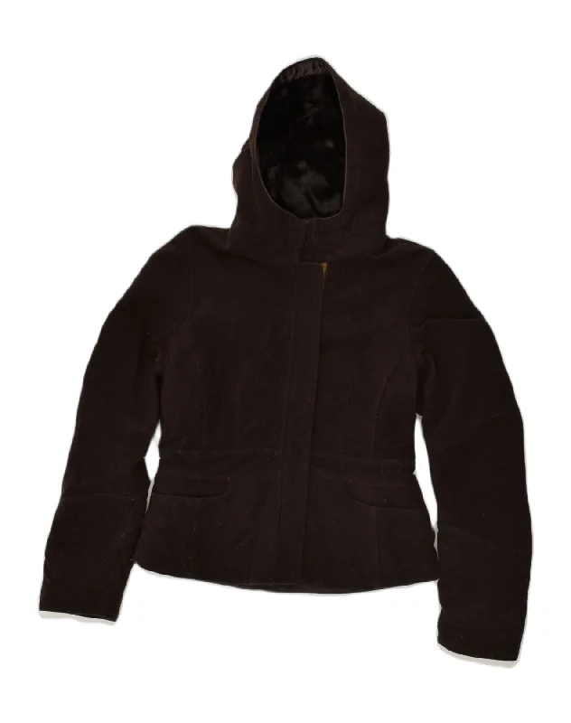 THE NORTH FACE Womens Hooded Bomber Jacket UK 14 Medium Brown Wool