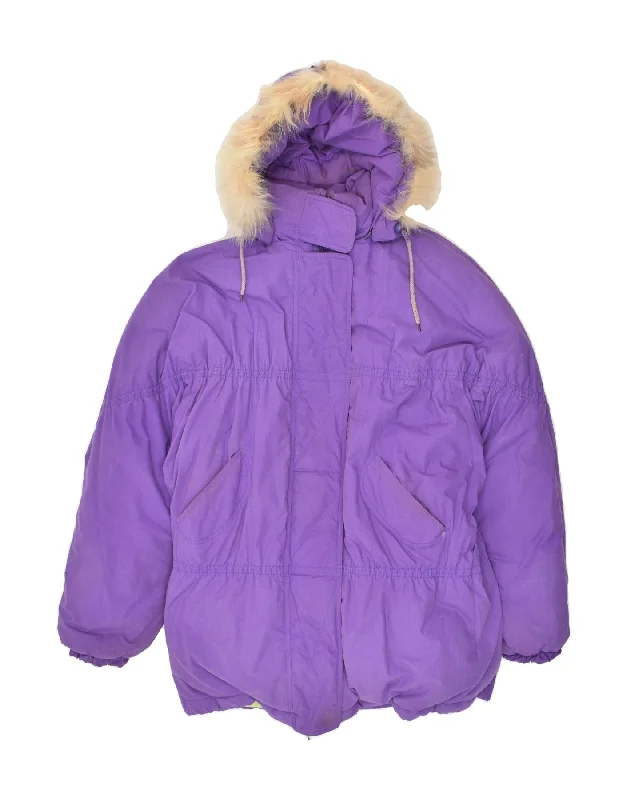 VINTAGE Womens Hooded Padded Coat UK 18 XL Purple