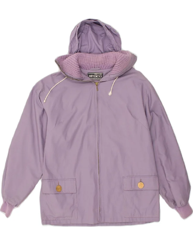 VINTAGE Womens Hooded Utility Jacket UK 18 XL Purple