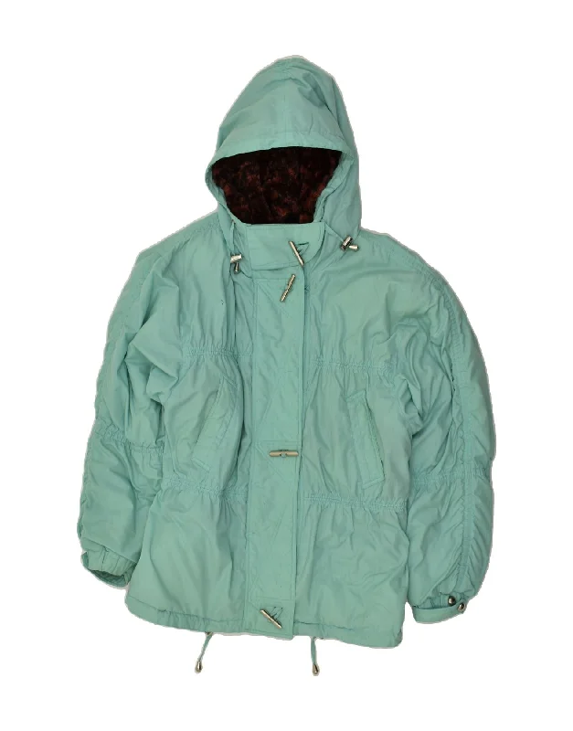 VINTAGE Womens Loose Fit Hooded Padded Jacket UK 16 Large Turquoise