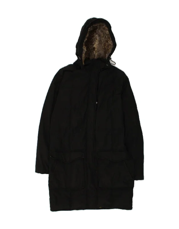 WOOLRICH Womens Hooded Padded Coat UK 14 Medium Black