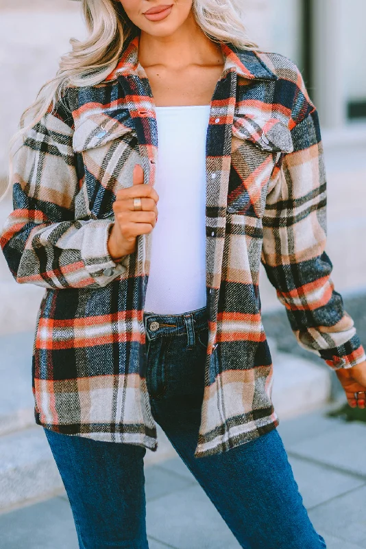 Flannel Button Up Long Sleeve Pink Plaid Shacket