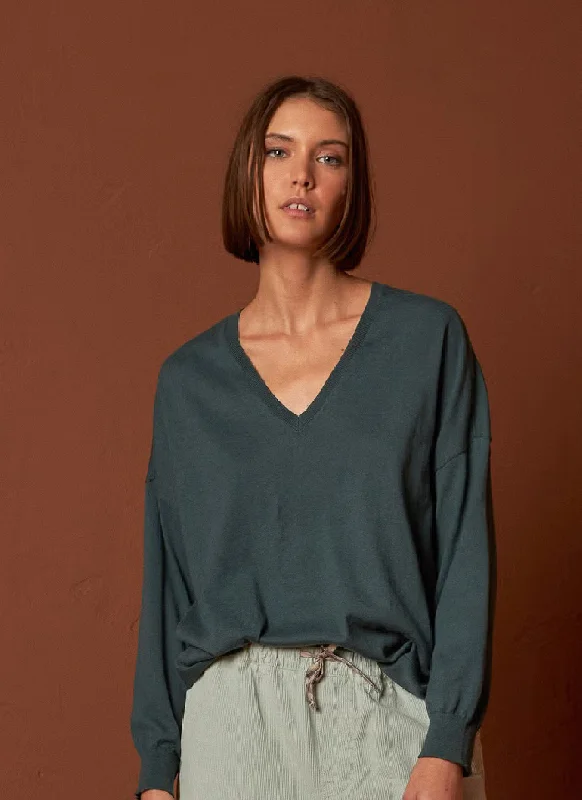 Indi & Cold Sophie Cotton V-Neck Sweater