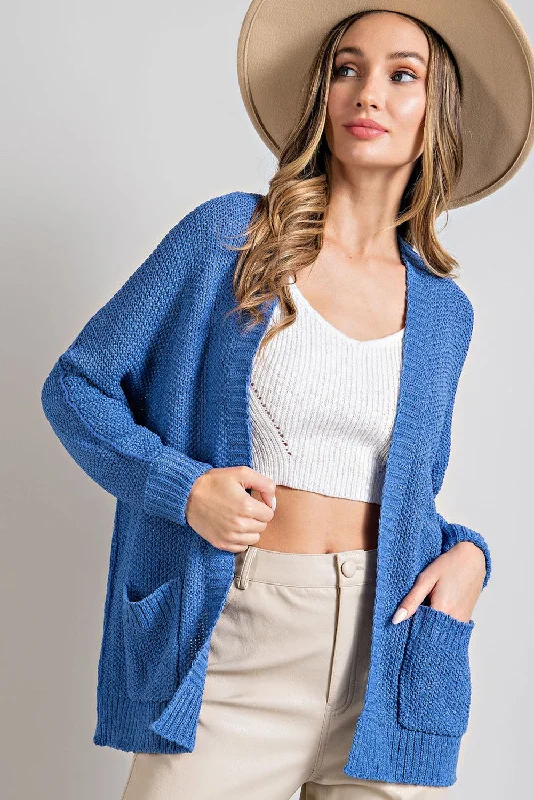 Blue Cuff Sleeve Cardigan