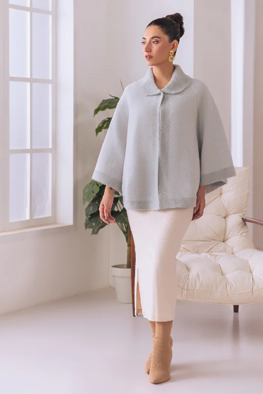 GREY CAPE STYLE FULL SLEEVES CARDIGAN SWEATER (24X-073-66)