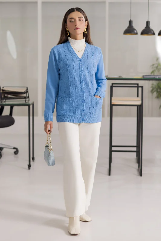 SKY-BLUE-FULL SLEEVES V-NECK CARDIGAN SWEATER (24X-155-66)