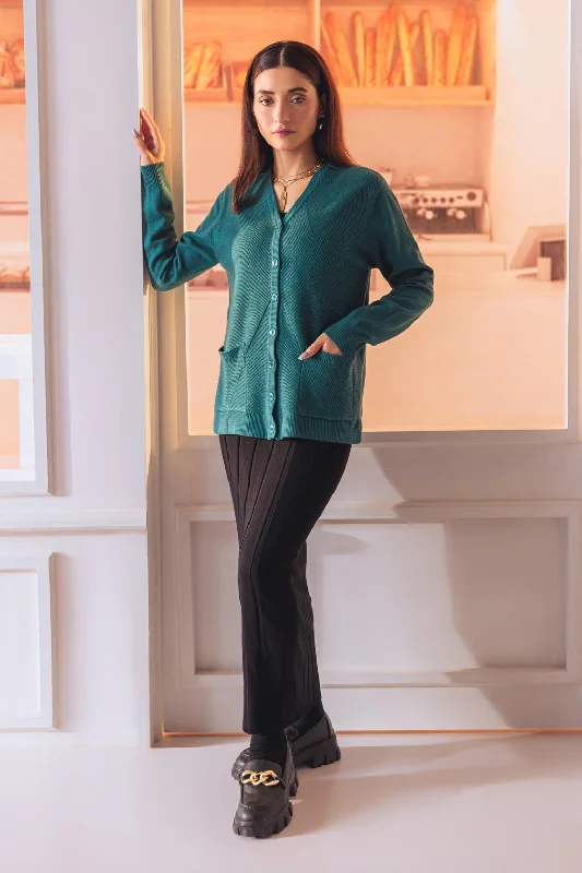 C-GREEN-FULL SLEEVE V-NECK-CARDIGAN SWEATER (24X-161-66)