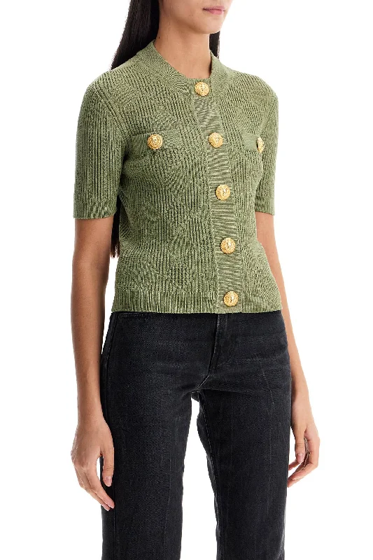 Balmain Short-Sleeved Cardigan With Emb