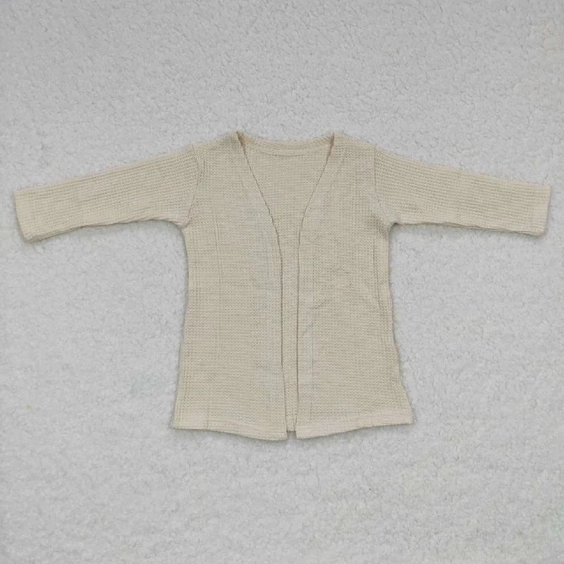 ivory white color long sleeved cardigan top GT0251