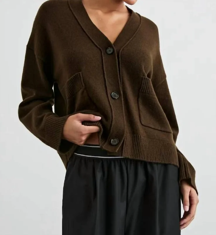 Lindi Cardigan In Dark Moss