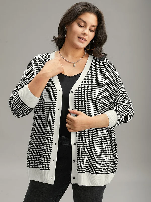 Polka Dot Patchwork Button Through Cardigan