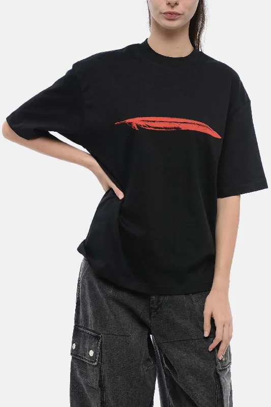 Ann Demeulemeester Crew Neck FEATHER Cotton T-Shirt