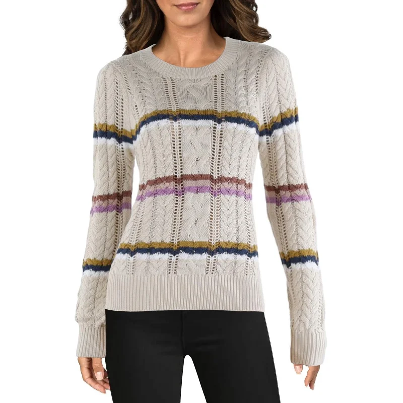 Rossini Womens Open Stitch Crewneck Pullover Sweater