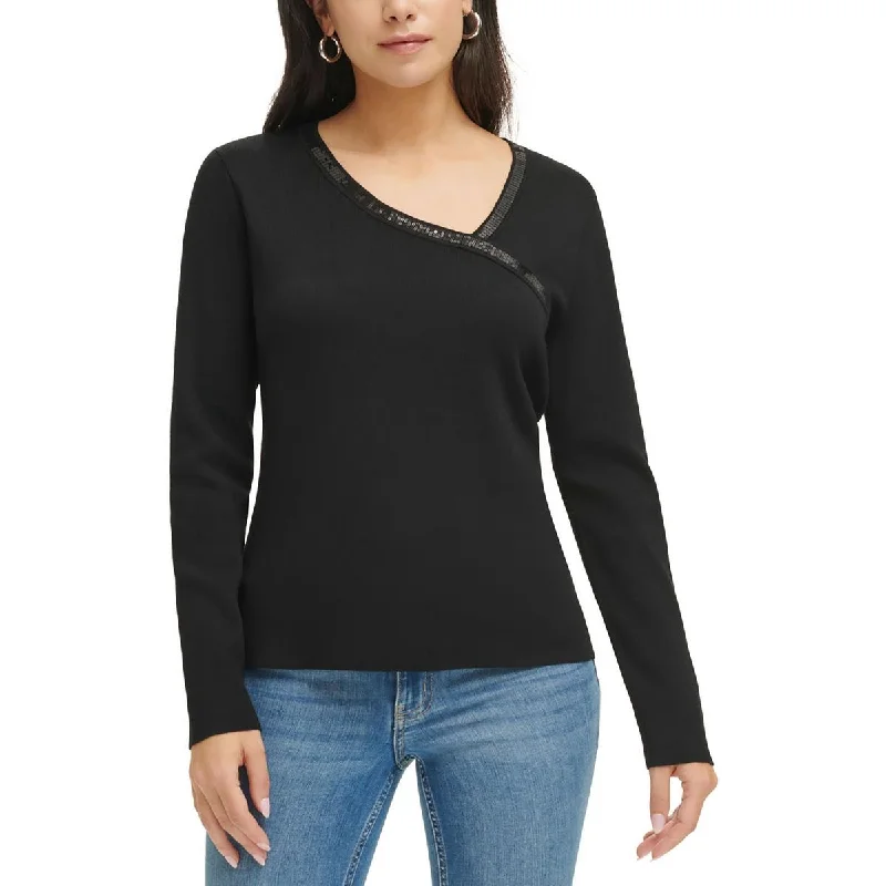 Womens Asymmetric Long Sleeve Pullover Sweater