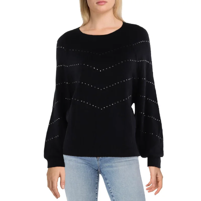 Shooting Stars Womens Knit Embellished Pullover Sweater