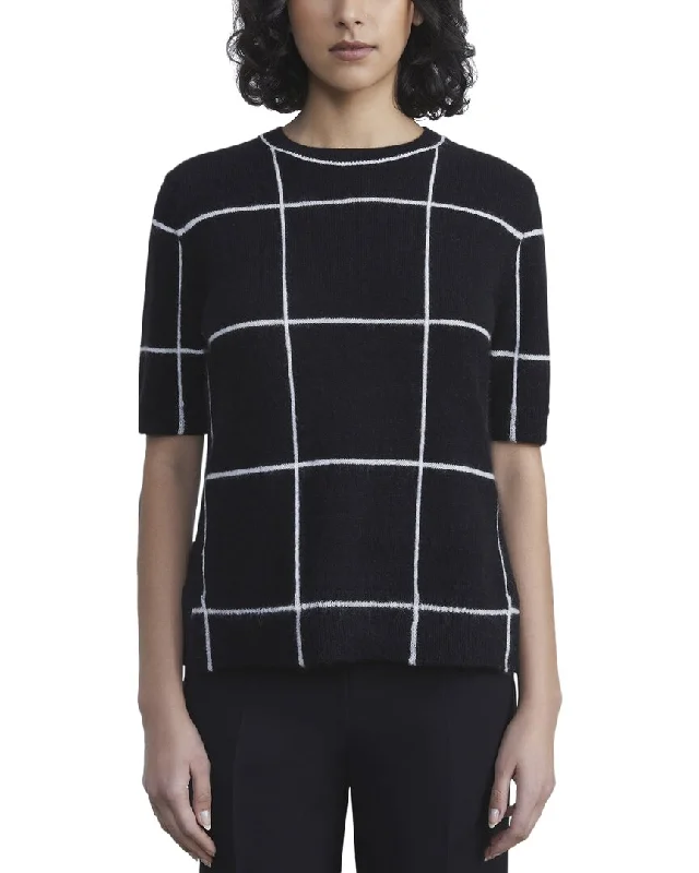 Lafayette 148 New York Tile Grid Intarsia Cashmere Pullover