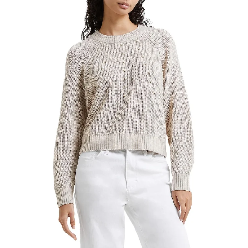 Womens Embellished Crewneck Pullover Sweater