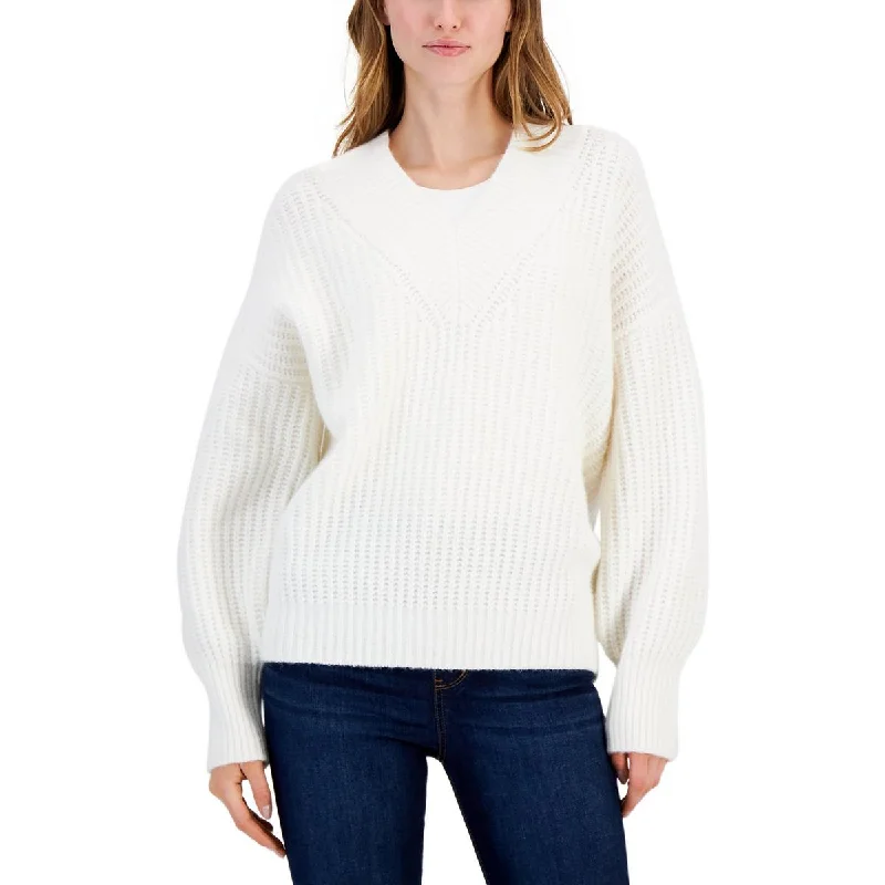 Womens Knit Ribbed Pullover Sweater