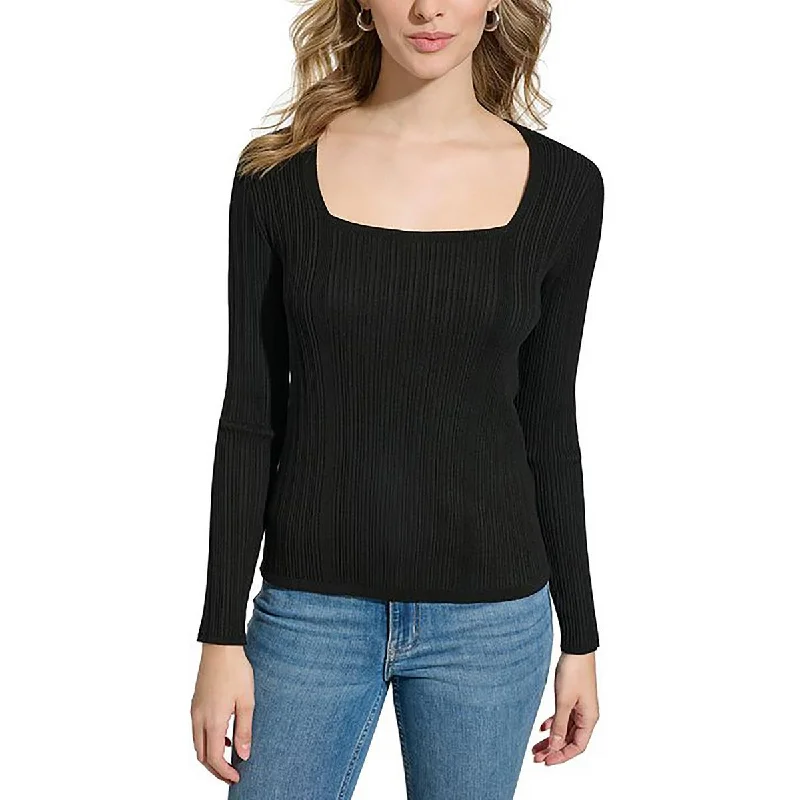 Womens Knit Ribbed Pullover Sweater