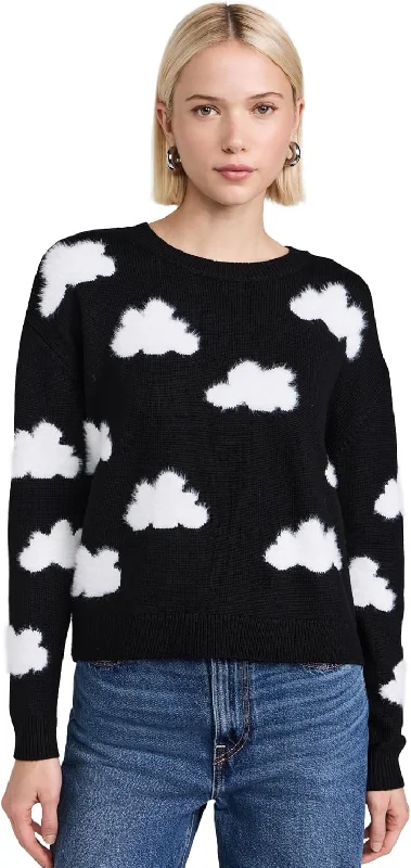 alice + olivia Gleeson Fuzzy Cloud Pullover, Black/Soft White, L